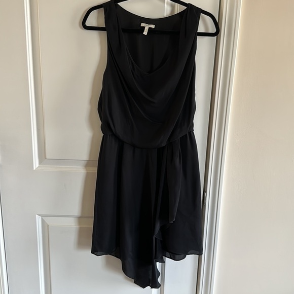 Joie Draped Mini Dress Cowl Neckline Sleeveless Asymmetric Hemline Silk Black XS - Picture 9 of 12